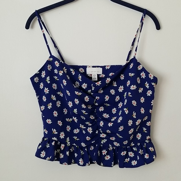 Topshop Tops - Topshop Blue Floral Print Sleeveless Top in Size 8